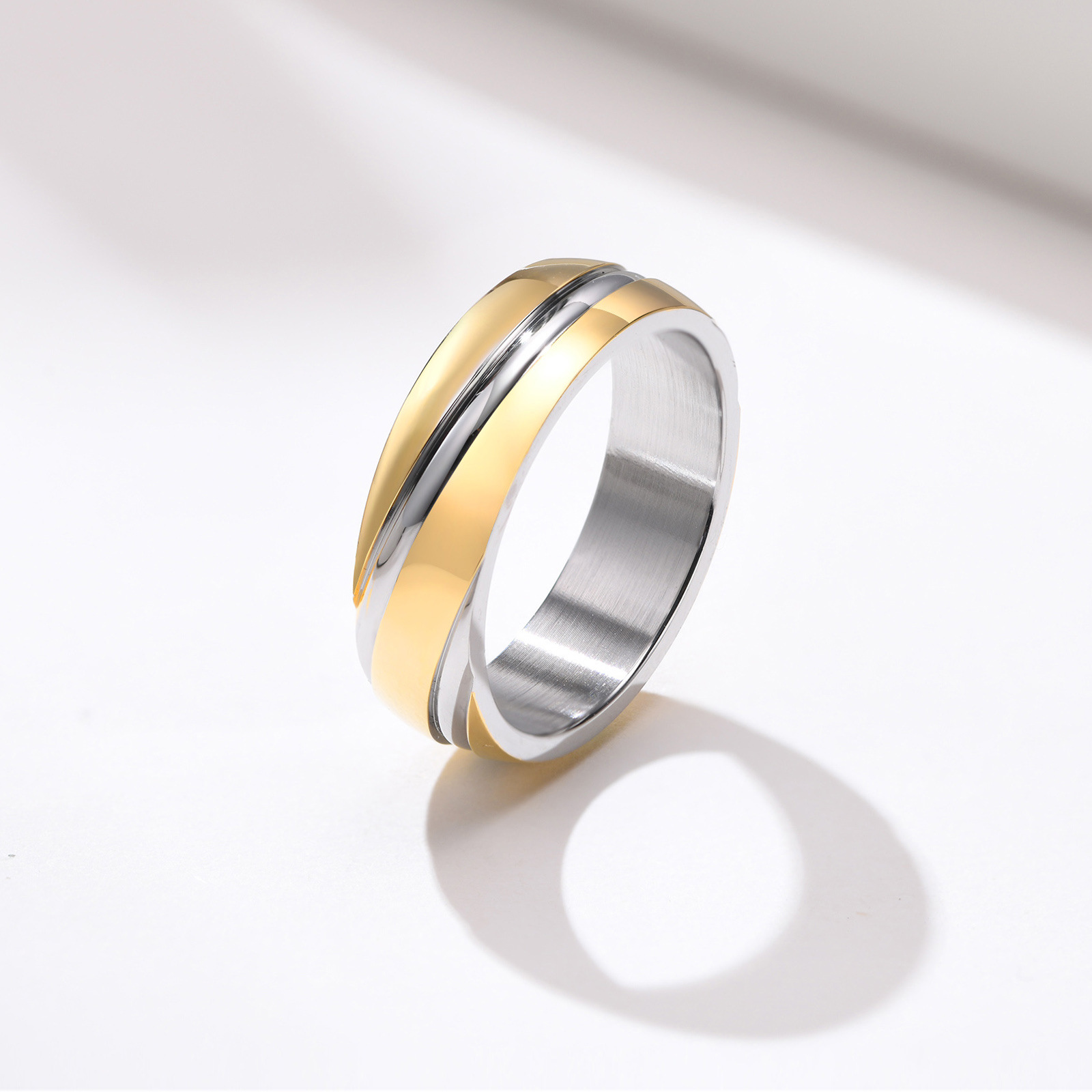6g Weight Rings Classification 5, 6, 7 Ring Size Daily Occasion Stainless Steel Material Geometric Pattern Men'S Gender Plating Design Simple Style Style Simple Style Geometric Stainless Steel Rings Plating Stainless Steel Rings 8