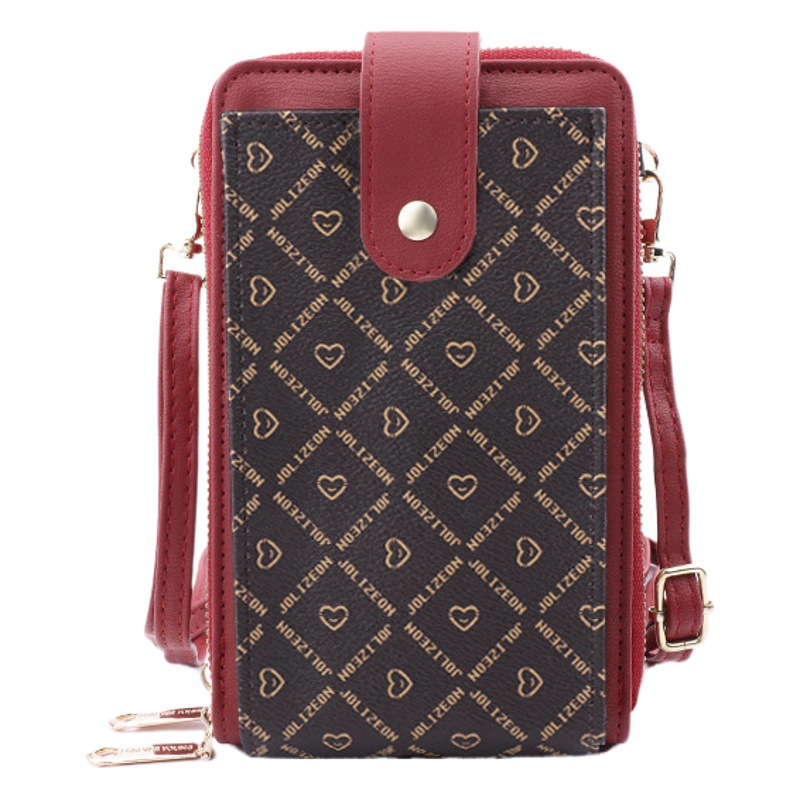 Bolso del teléfono móvil con doble cremallera para mujer Nuevo bolso crossbody de gran capacidad de hombro pequeño bolso de hombro de color de contraste vertical de tres capas para mujer