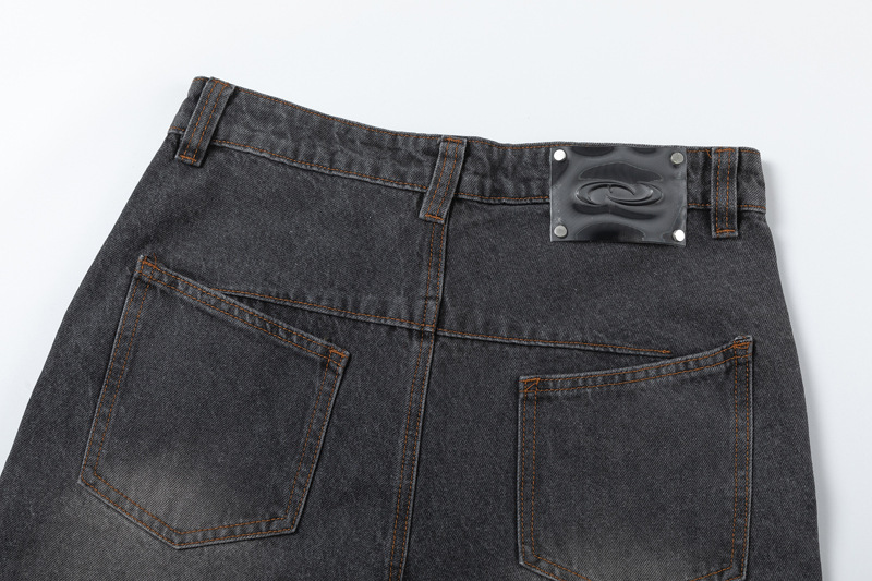 Men's Clothing retro multi-strand split jeans men's ins Fashion brand casual loose wide-leg trousers_voghion.com