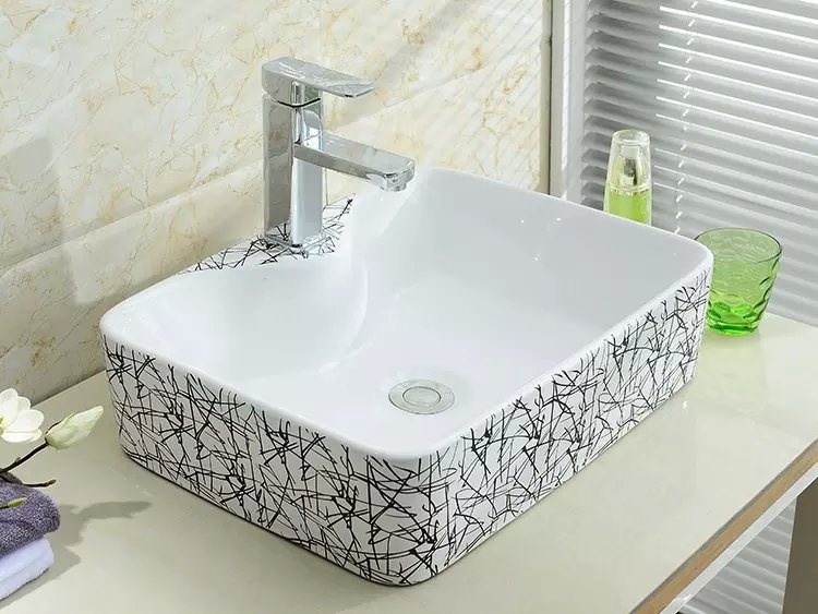 Mesa redonda cuenca balcón cuadrado lavabo de cerámica lavabo de color lavabo de oro Cuenca del arte