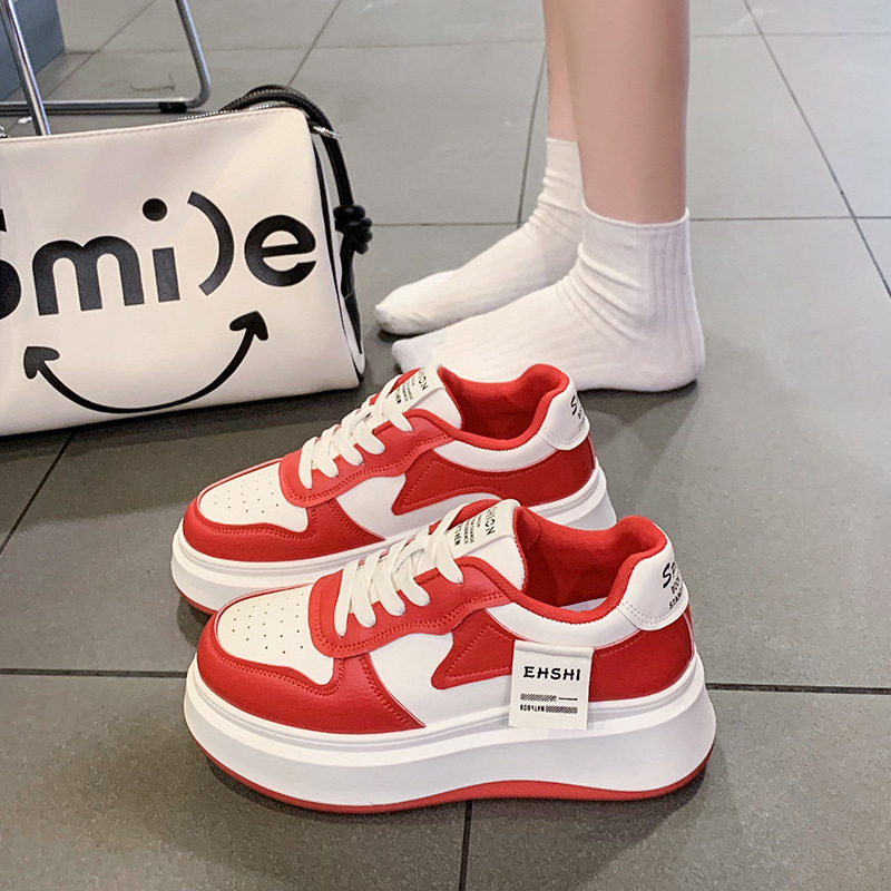 Damen Board Schuhe Weiß Platform Sneaker Erhöhend Casual_voghion.com