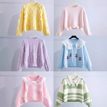 外贸出口库存女式毛衣服装Plus-sizewomen'ssweater拼贴设计长袖