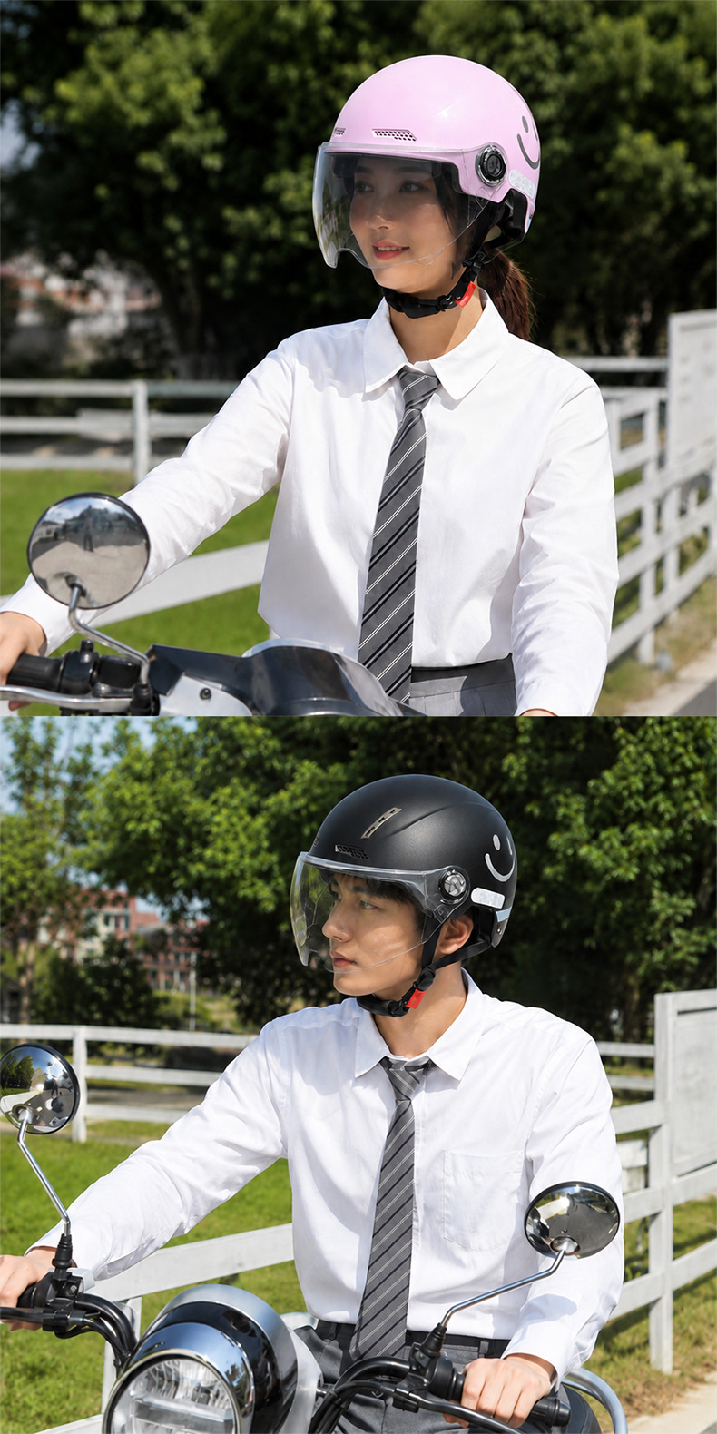New national standard 3C electric vehicle helmet, motorcycle summer half helmet, smiley face design, unisex, suitable for commuting, and provides safety for electric scooters