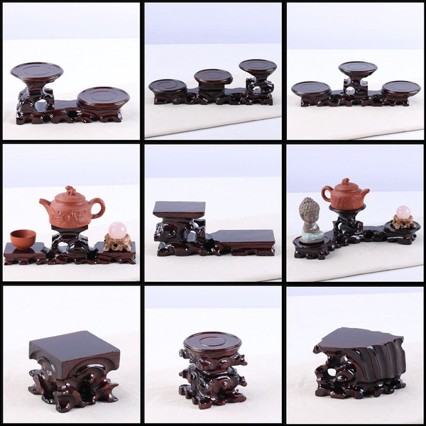 Mahogany solid wood base Qi jade purple sand teapot vase bonsai…