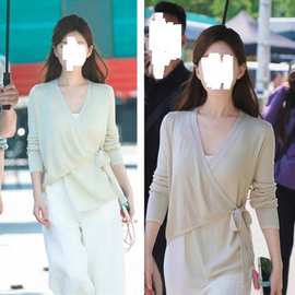 绑带简约针织开衫薄空调罩衫上衣