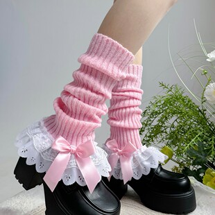 Lolita Lolita Winter Leg Set Women's Warm Sweet White Double Lace Lace Mid-Length Socks Women's Socks Set