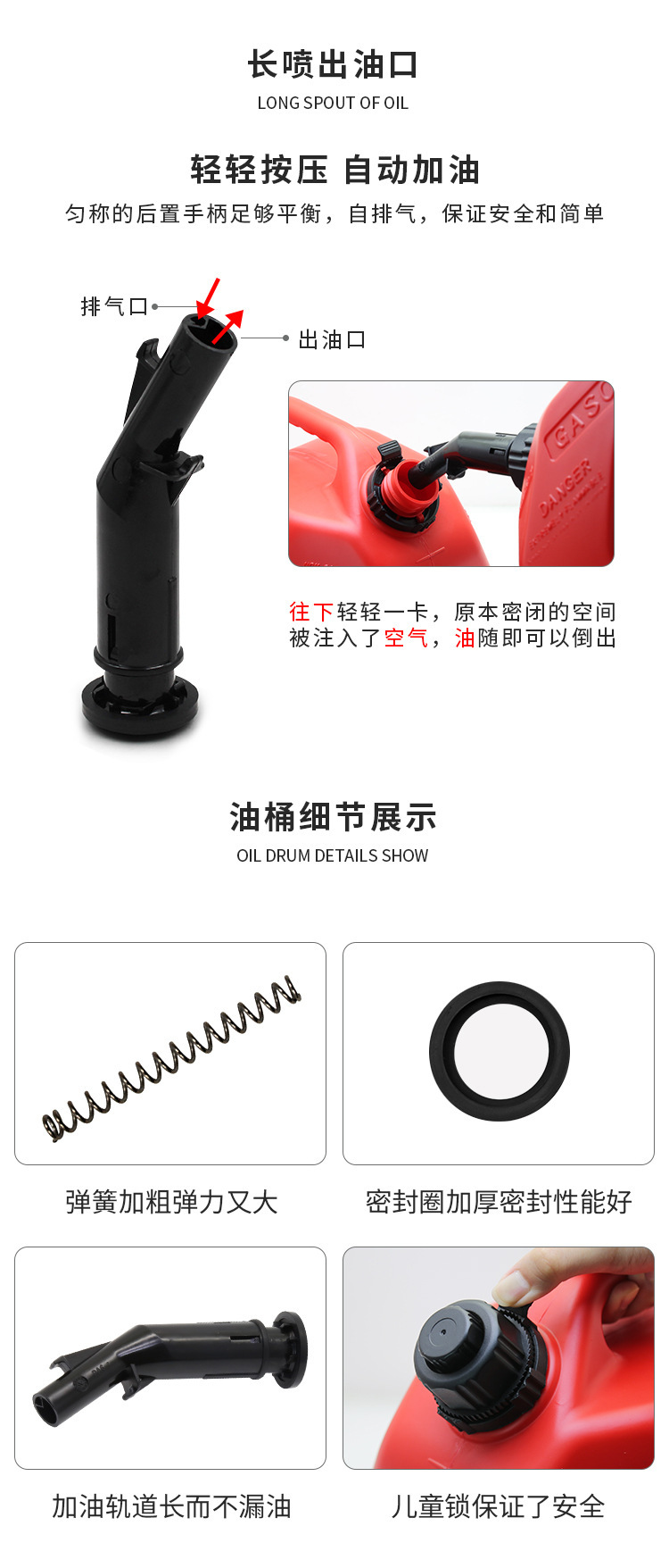 Thickened Plastic Multifunctional Car Fuel Tank, Explosion-Proof and Anti-Static, 5-Liter, 10-Liter, 20-Liter Spare Tank for Cars and Motorcycles