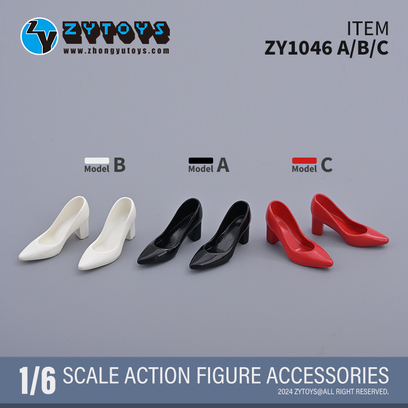 ZYTOYS 1/6 ZY1046 尖头方底高跟鞋 工作鞋 制服鞋女兵人手办娃娃
