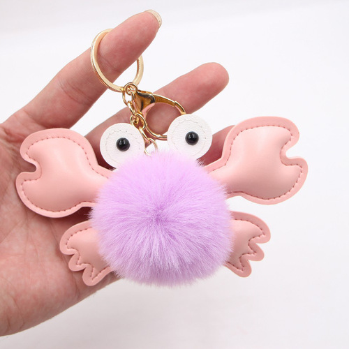 Original cross-border crab hair ball bag small pendant key chain school bag accessories wallet small pendant event gift