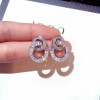 Earrings, zirconium, silver 925 sample, Korean style