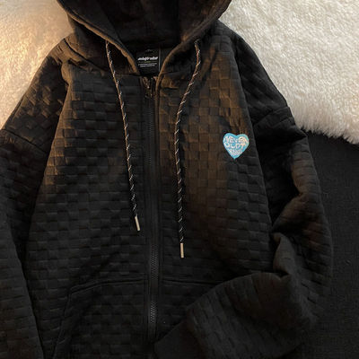 Nueva Sudadera Waffle de Otoño 2026 para Mujer, Estilo Coreano, Delgada, con Capucha y Cremallera, Chaqueta para Mujer, Venta al por Mayor