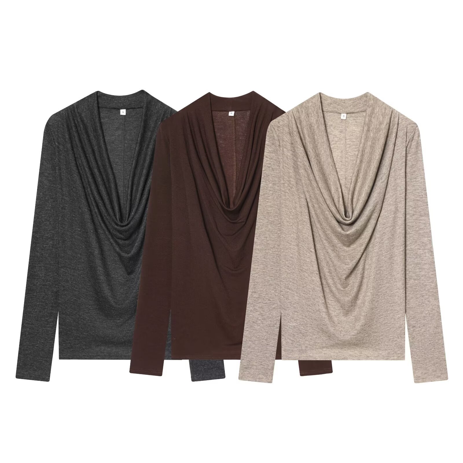 ng2510292 Cross-border European And American Women's Clothing, Popular On , Lyocell Draped T-shirt_ecoleips.com