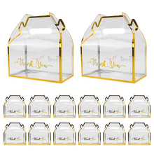 跨境新款手提盒透明PVC糖盒金边手提糖果盒手拎盒包装礼品喜糖盒