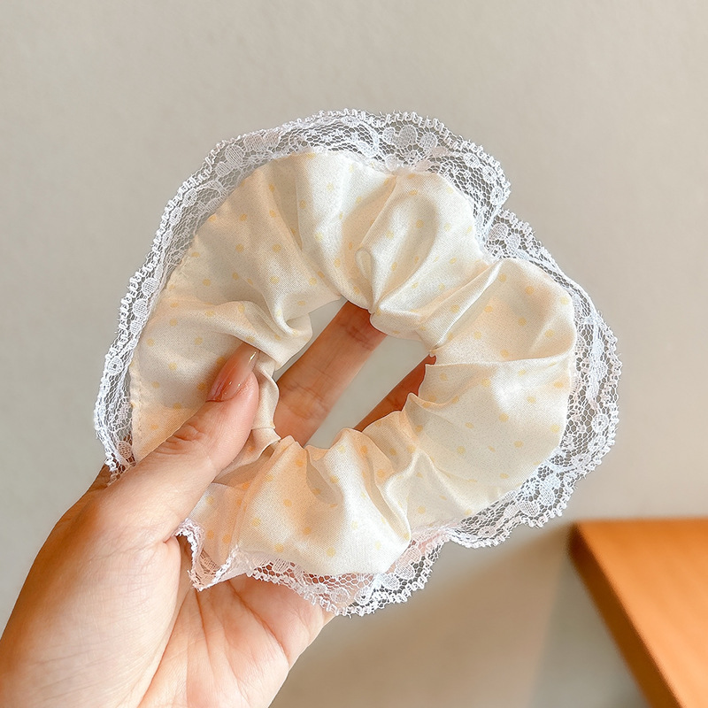 Anillo de cabello de intestino grande para mujeres 2025 nueva sensación de alta calidad bola cabeza de cola de caballo encaje flor cabello cuerda de cabello de alta elasticidad tocado