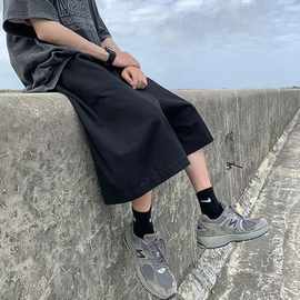 胖mm日系七分裤子女百搭阔腿裤休闲直筒宽松显瘦大码女装六分短裤