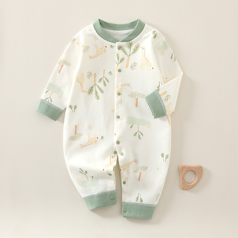 Baby Clothes Spring and Autumn Jumpsuit Pure Cotton Base Underwear Climbing Clothes Newborn Pajamas Long Sleeve for Boys and Girls