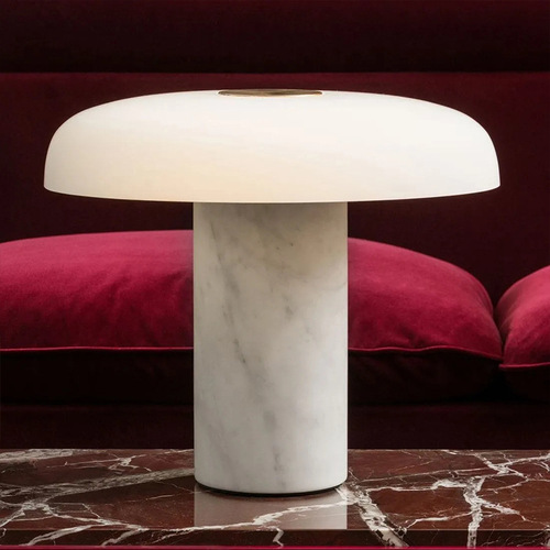 Postmodern minimalist marble nightstand lamp, Nordic designer style model room bedroom hotel black and white nightstand lamp