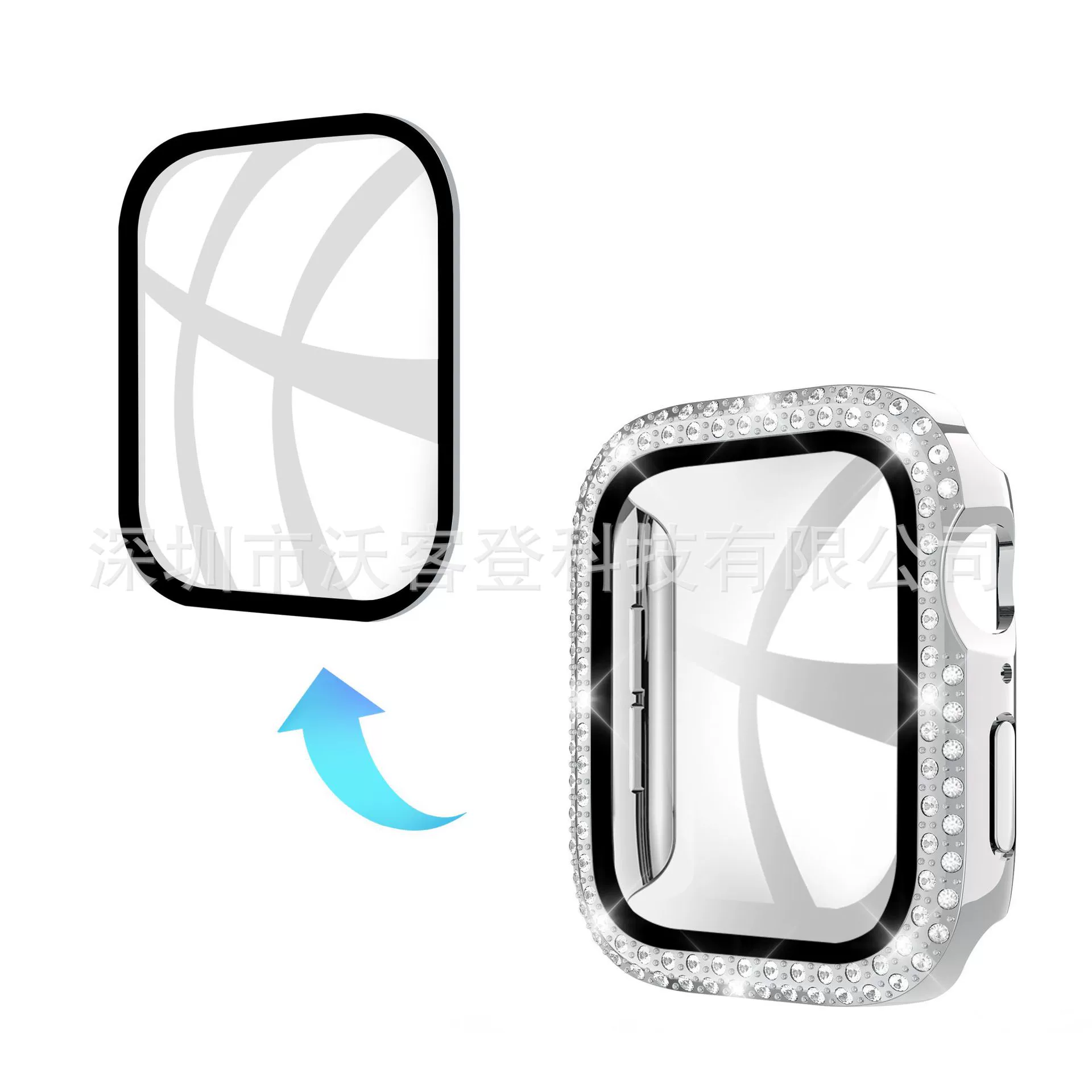 Suitable for Apple Double Diamond Frame Steel Case PC case PC case Apple Watch8/SE/7/6/5/4/32