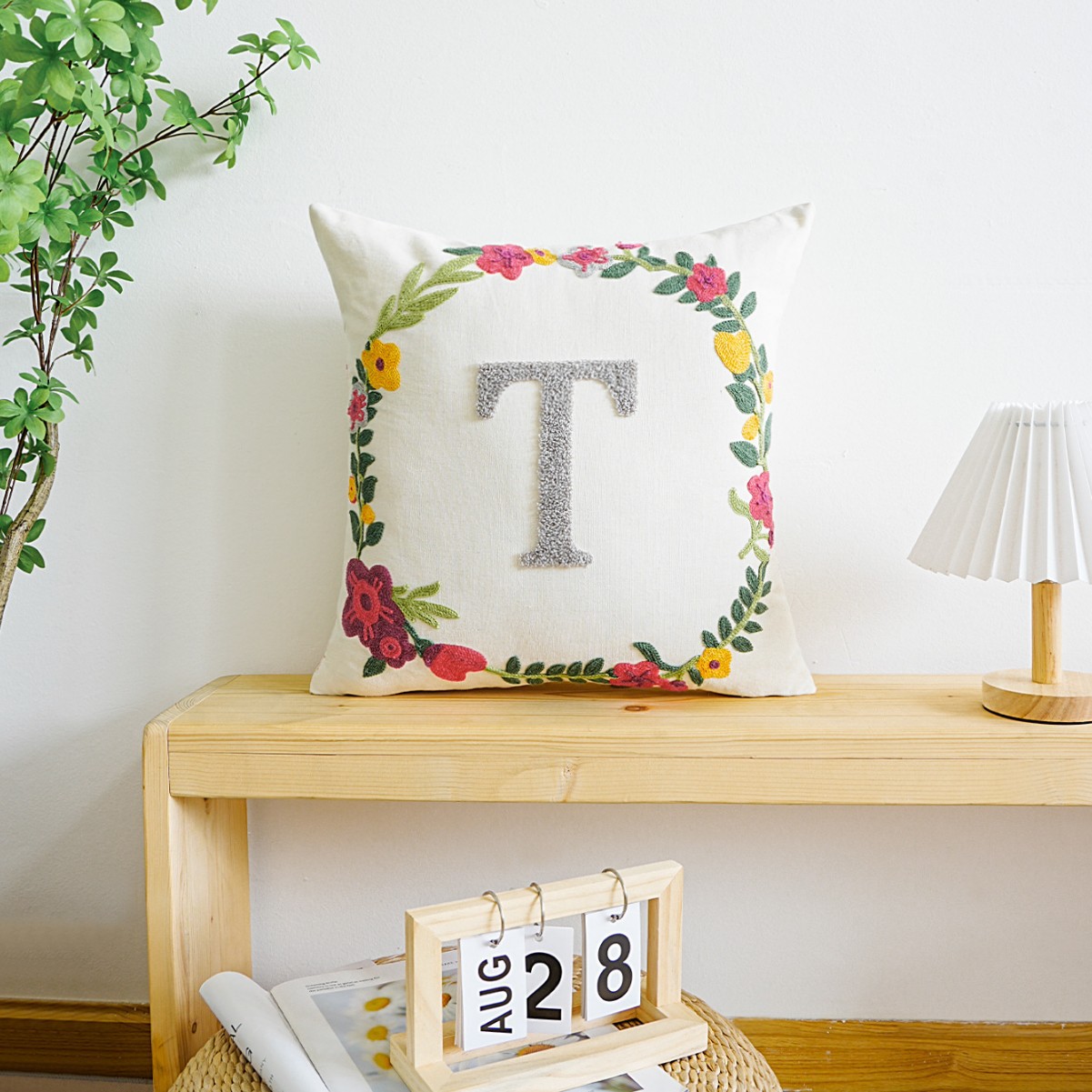 Letras transfronterizas personalizadas toallas bordadas almohada cubierta de sofá sala de estar almohada cubierta de respaldo cubierta de alta calidad sin núcleo