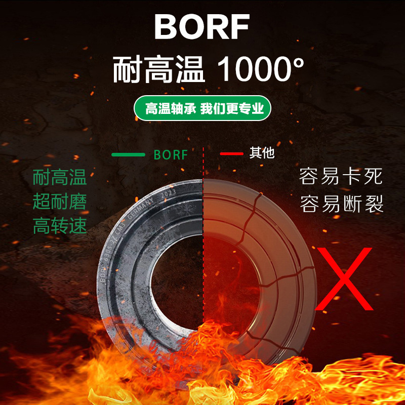 BORF德国进口耐高温1000度深沟球6206轴承窑炉专用