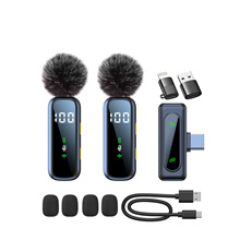 跨境新款私模L06无线领夹麦克风带数显户外直播降噪高清收音话筒