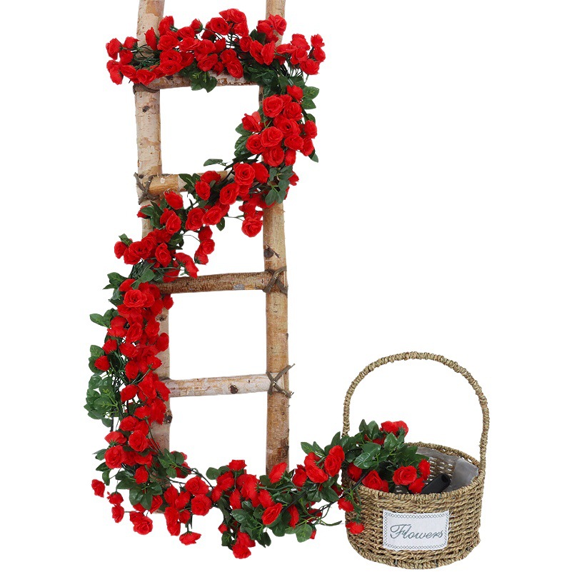 Artificial Flower Fake Flower Silk Flower Rattan Vine Rose Flower Vine Air Conditioning Water Pipe Wedding Arch Winding Decorative Flower Vine