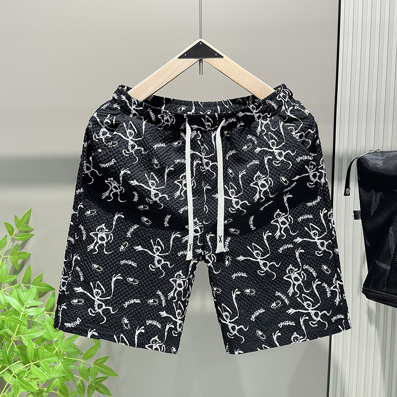 Calções de praia masculinos de verão em seda gelada, secagem rápida, estilo casual, para banho, em poliéster sem elasticidade, inspiração chinesa._voghion.com