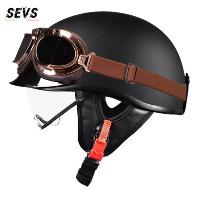 certified retro motorcycle helmet for, Motosiklet kaskı (dəbilqə) - semi-black-transparent-copper-tea-mirror-m