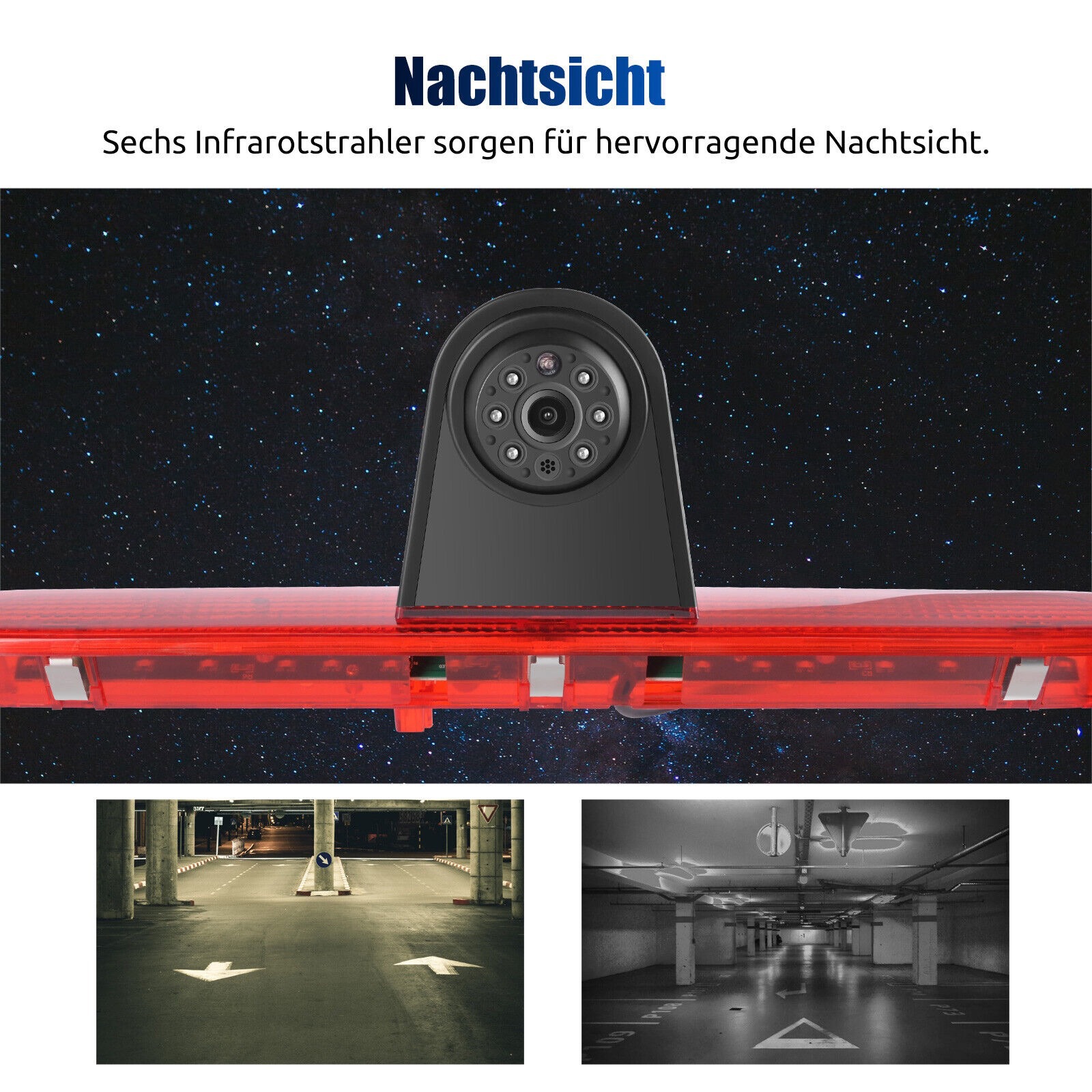 Suitable for Ford Transit Rv High-Mounted Brake Light Vehicle-Mounted Waterproof Wide-Angle Night Vision High-Definition Reversing Image Camera
