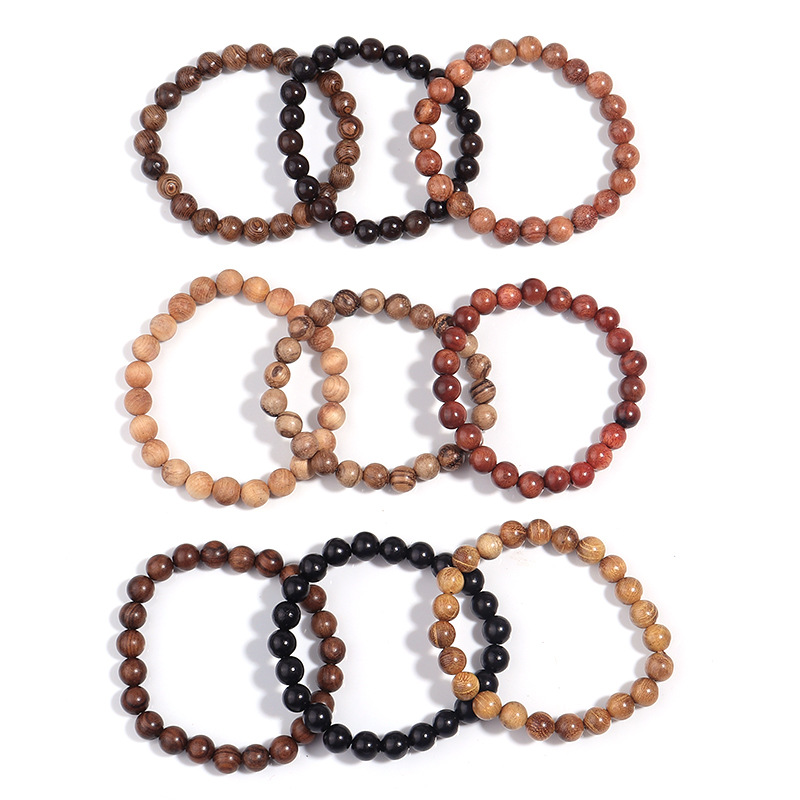 All Seasons Season Unisex Gender Vacation Classic Style Round Wood Beaded Bracelets Wholesale