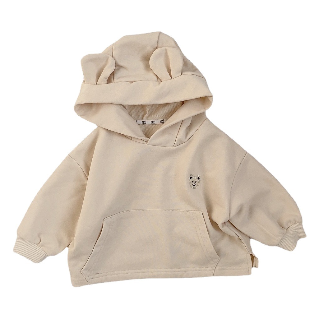 Sudadera con capucha para niños, estilo de principios de otoño, ropa infantil estilo coreano, chaqueta de otoño para bebés, parte superior linda con diseño de oso para niños, para usar como exterior