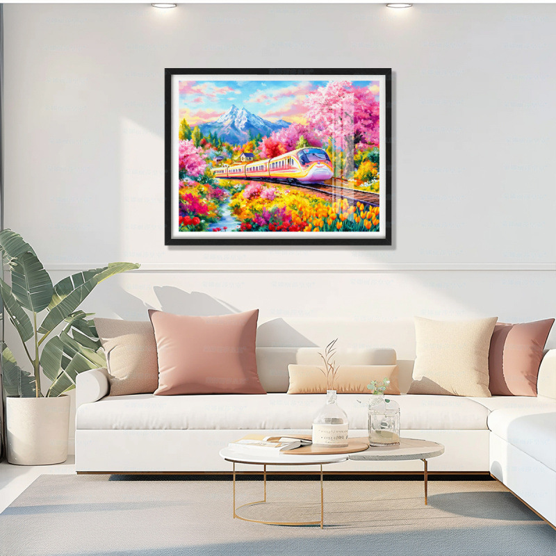 [Algodón importado] Mona Lisa Real Tren de primavera bordado a mano nuevo paisaje minimalista sala de estar bordado a mano image 2