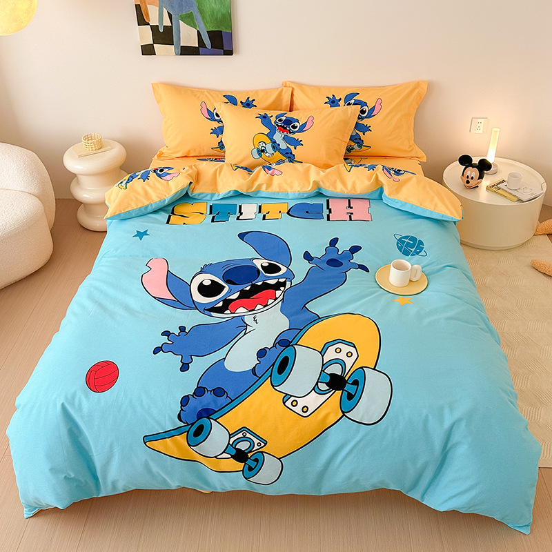 Todo el algodón grueso molienda Mickey otoño invierno impresión de cuatro piezas de dibujos animados para niños sábanas de algodón cubierta de tres piezas