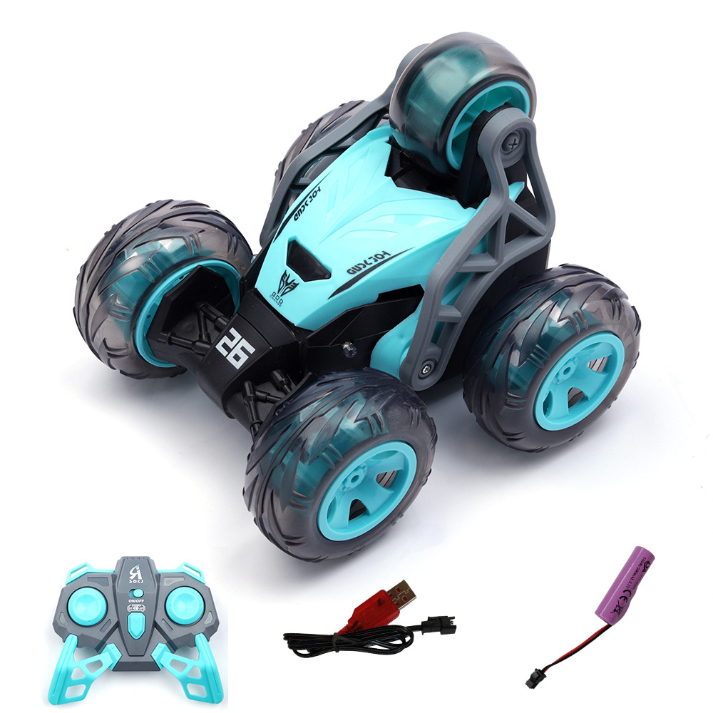 Coche volquete de acrobacias de control remoto Coche ligero para niños de juguete todoterreno de 5 ruedas recargable Coche de carreras giratorio de 360 grados