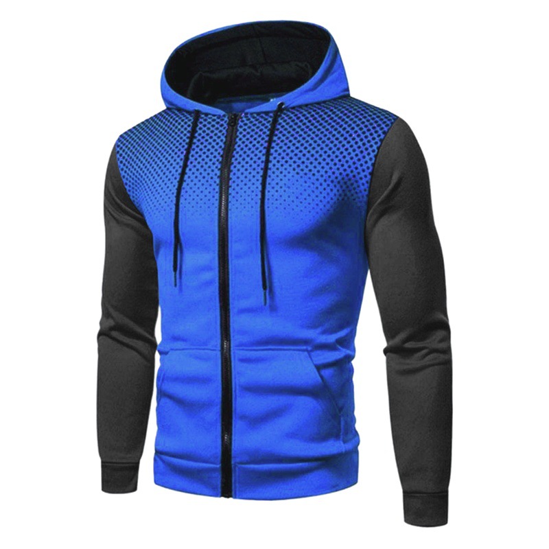 European and American Foreign trade autumn and winter men's zipper shirt hooded stitching sweater men's casual sports jacket factory direct supply