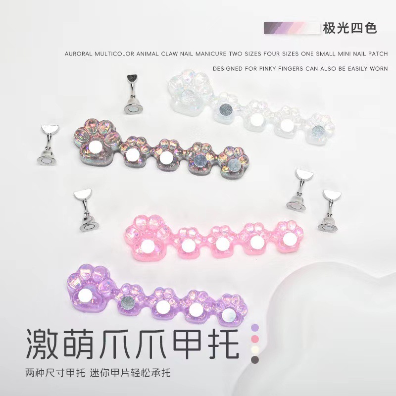 Base de práctica para principiantes en decoración de uñas, soporte de exhibición de uñas con garra de gato Aurora, soporte de uñas portátil con garra de gato láser, venta al por mayor