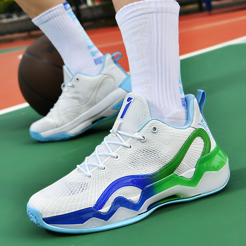 Shuihua 7ma generación malla transpirable antideslizante escotado zapatos de baloncesto de combate real hombres y mujeres amortiguadores y resistentes al desgaste pareja zapatos deportivos casuales