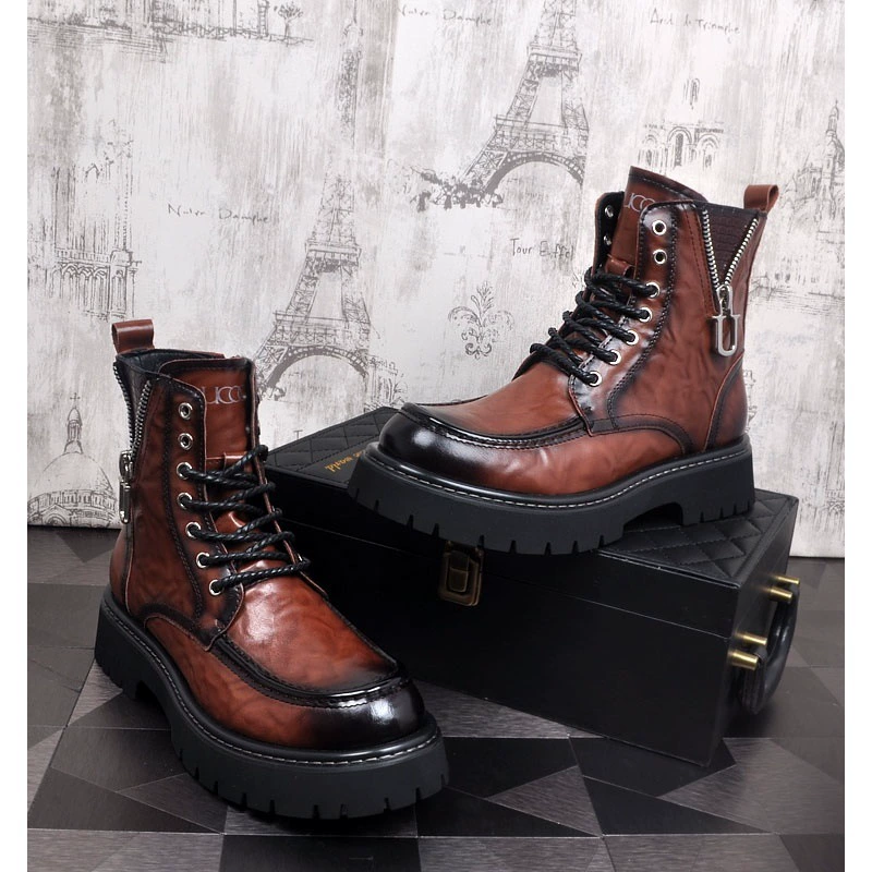 Мужские деловые ретро кожаные ботинки Martin модные дикие толстые ботинки