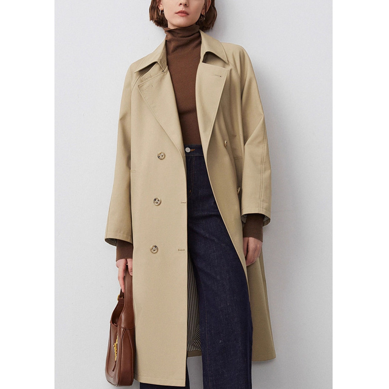 [Lang*Order] High-End Khaki British Style Windbreaker Jacket for Women Autumn and Winter 2025 New Retro Long Style