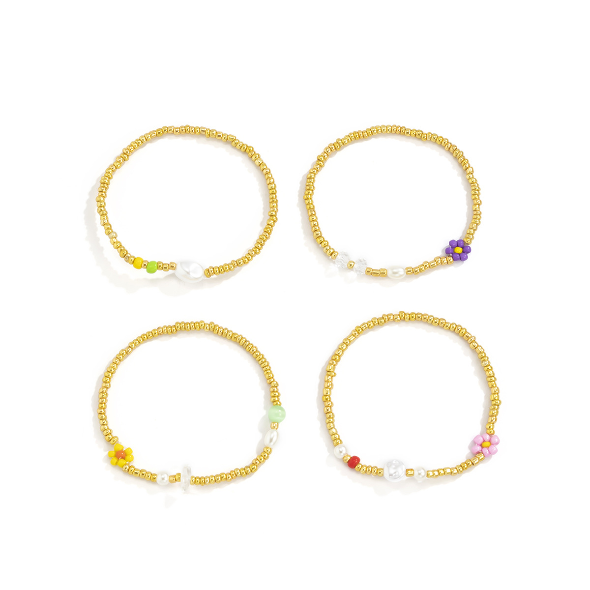 flower imitation pearl rice bead adjustable bracelet set wholesale jewelry Nihaojewelrypicture9