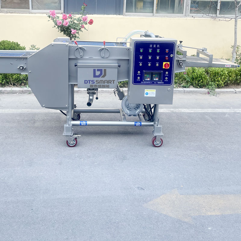 Caja de lotus tempura máquina de remojo automático de pulpa para pastel de carne, equipo de envoltura de salvado, pescado amarillo, camarón y envoltura de pulpa, freidora