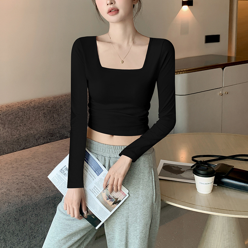 검정색 [순면 숏 기장] 스퀘어넥