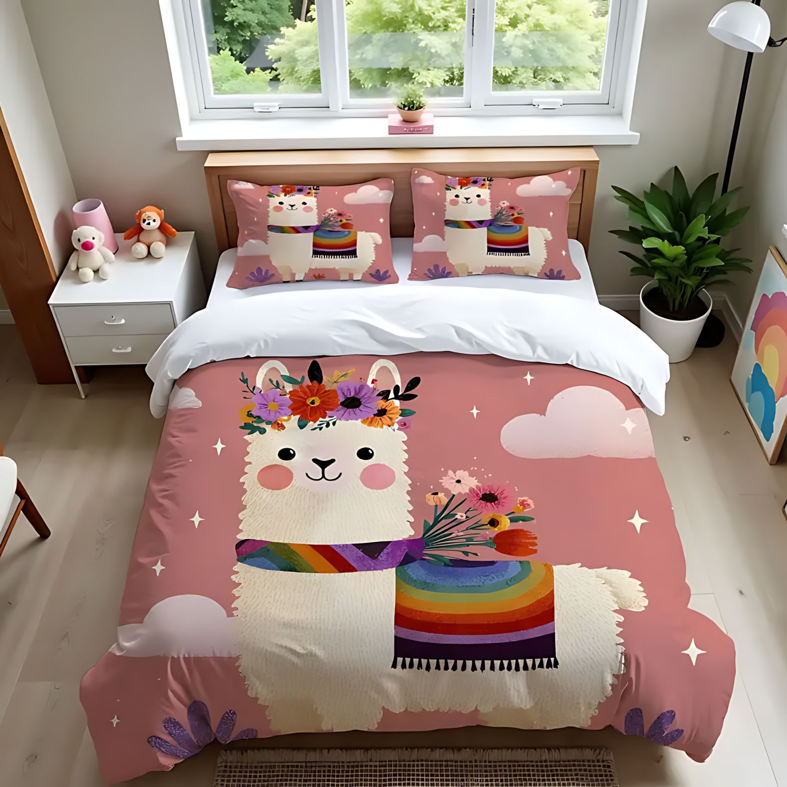 TEMU / JIT cómodos alpaca dibujos animados set edredón fuente de impresión digital 3D fabricantes de dibujo puede fijarse