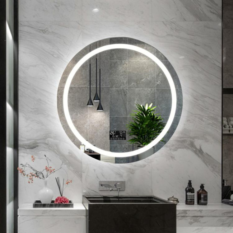 Smart Bathroom Mirror Waterproof Smart Bathroom Mirror Anti-Fog Lighting Two-In-One High-Definition Touch Bathroom Vanity Mirror