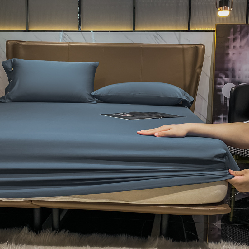 Class A light luxury twill bedspread 1.8 long-staple cotton bed sheet pure cotton 60 count solid color cotton fully surrounded mattress cover bed cover