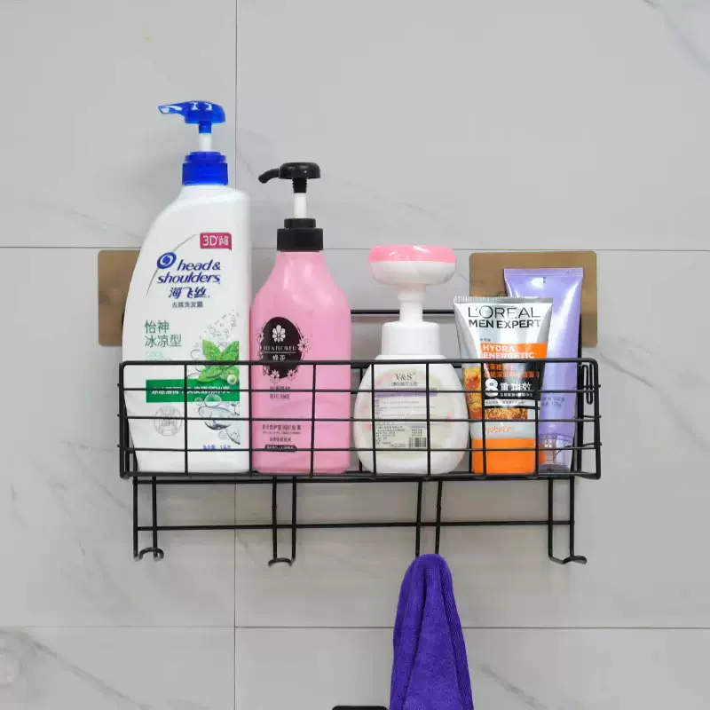 铁艺卫生间黑色置物架免打孔浴室壁挂洗手洗漱台收纳神器厕所用品