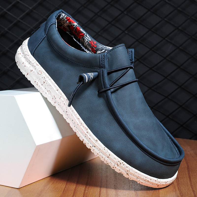 Primavera y otoño transfronteriza más tamaño zapatilla de deporte mocasines ligeros mocasines transpirables zapatos casuales de los hombres zapatos de cuero ligeros moda