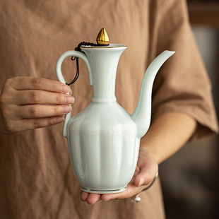 Imitation Song Dynasty Ceramic Wine Pot Song Dynasty Tea Hand-Held Pot Household Chinese-Style Liquor Dispenser High-Foot White Wine Cup Yellow Wine Cup