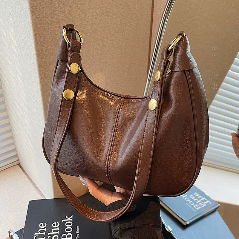 跨境包包女包2025新款百搭腋下包油蜡皮潮流高级质感单肩包斜挎包