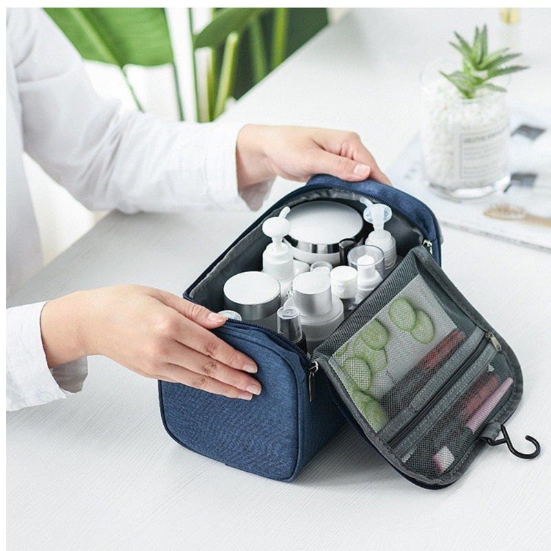 Bolsa de baño de viaje para hombres bolsa de almacenamiento impermeable gancho portátil de gran capacidad bolsa de maquillaje portátil soporte personalizado LOGO